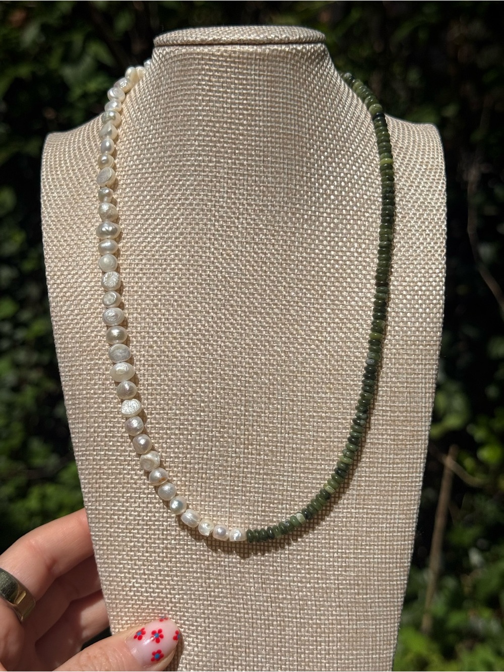 Half & half handmade beaded necklace